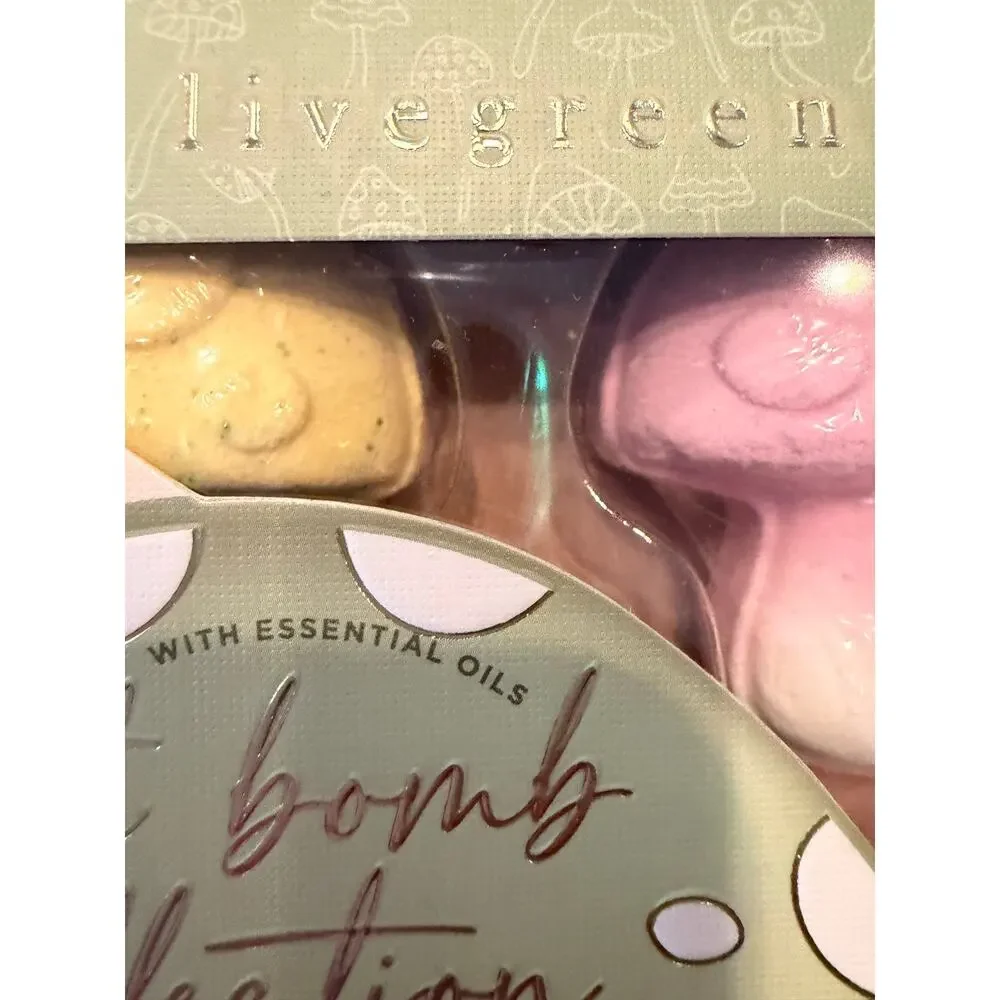 Livegreen 4 Piece “Mushroom” Bathbomb Set NIB